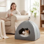 CrafteRify Cat Cave Bed with Cushion & Teaser Ball - Image 4