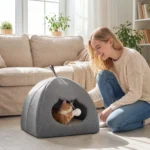 CrafteRify Cat Cave Bed with Cushion & Teaser Ball - Image 3