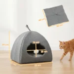 CrafteRify Cat Cave Bed with Cushion & Teaser Ball - Image 5