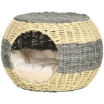 CrafteRify Rattan Raised Cat Bed with Cushion - Image 2