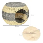 CrafteRify Rattan Raised Cat Bed with Cushion - Image 5