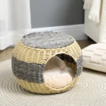 CrafteRify Rattan Raised Cat Bed with Cushion - Image 7