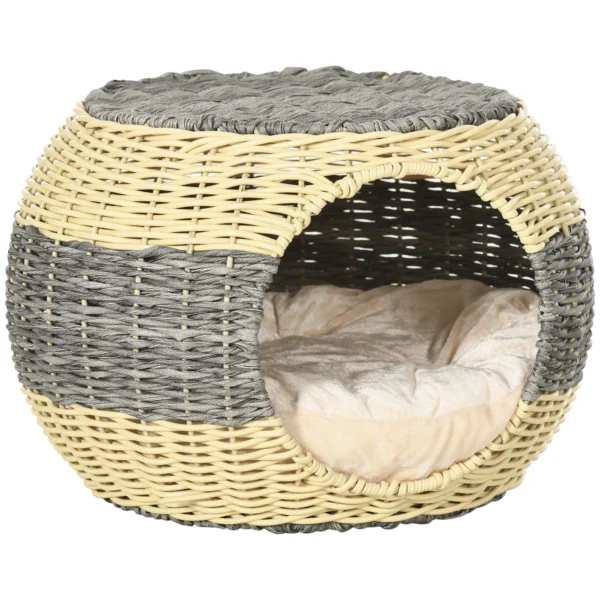 CrafteRify Rattan Raised Cat Bed with Cushion