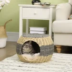 CrafteRify Rattan Raised Cat Bed with Cushion - Image 4