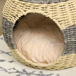 CrafteRify Rattan Raised Cat Bed with Cushion - Image 8