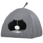 CrafteRify Cat Cave Bed with Cushion & Teaser Ball - Image 2
