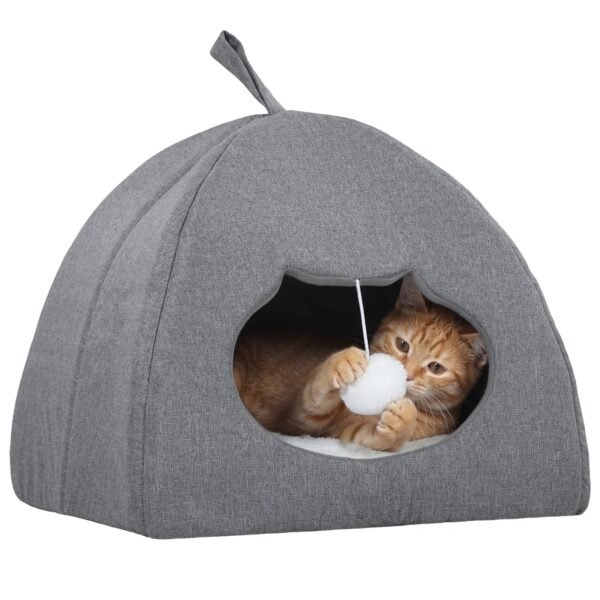 CrafteRify Cat Cave Bed with Cushion & Teaser Ball