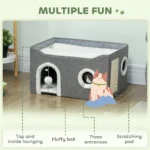CrafteRify Foldable Cat House with Scratcher & Cushion - Image 6