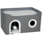 CrafteRify Foldable Cat House with Scratcher & Cushion - Image 2