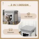 CrafteRify Cat Bed Cube with Scratching Pad & Cushion - Image 5