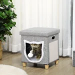 CrafteRify Cat Bed Cube with Scratching Pad & Cushion - Image 3