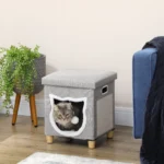 CrafteRify Cat Bed Cube with Scratching Pad & Cushion - Image 2